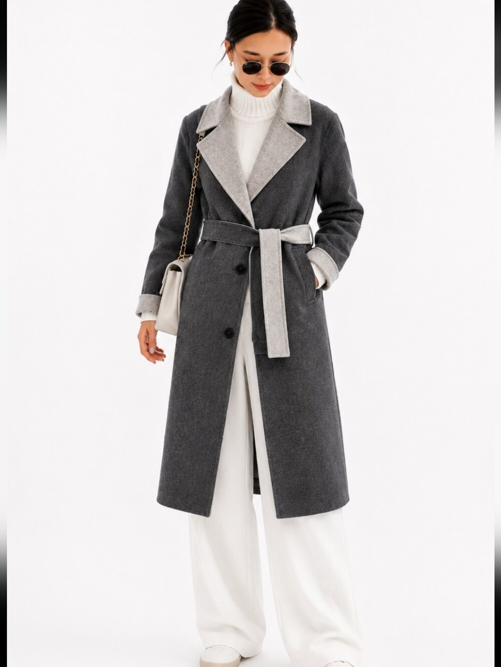 JW Anderson x UNIQLO Double Face Belted Coat Charcoal Grey Oversized Wool Size M